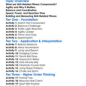 Skill-Related Fitness Components Worksheet Activity Booklet