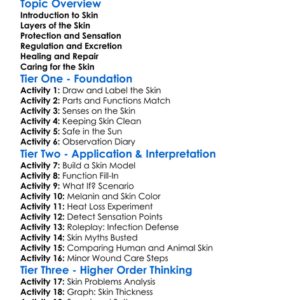 Skin And Its Functions Worksheet Activity Booklet