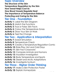 Skin And Temperature Regulation Worksheet Activity Booklet