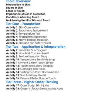 Skin And Touch Worksheet Activity Booklet