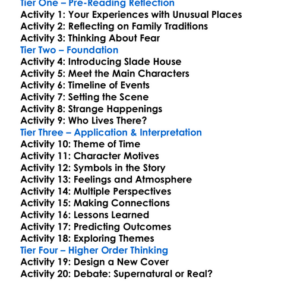 Slade House David Mitchell Worksheet Activity Booklet