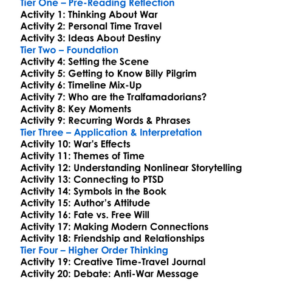 Slaughterhouse-Five Kurt Vonnegut Worksheet Activity Booklet