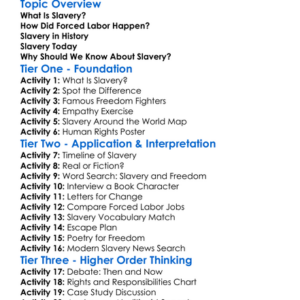 Slavery And Forced Labor Worksheet Activity Booklet