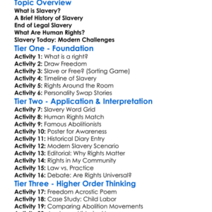 Slavery And Human Rights Worksheet Activity Booklet