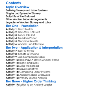 Slavery And Labor Systems In Ancient Times Worksheet Activity Booklet