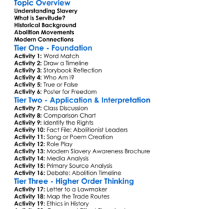 Slavery And Servitude Worksheet Activity Booklet