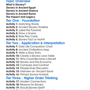 Slavery In Ancient Civilizations Worksheet Activity Booklet
