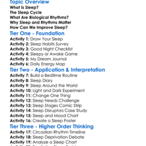 Sleep And Biological Rhythms Worksheet Activity Booklet