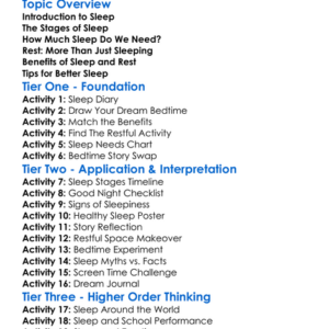 Sleep And Rest Worksheet Activity Booklet