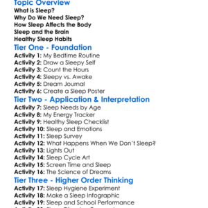 Sleep And The Body Worksheet Activity Booklet