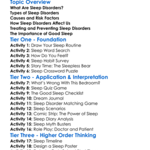 Sleep Disorders Worksheet Activity Booklet
