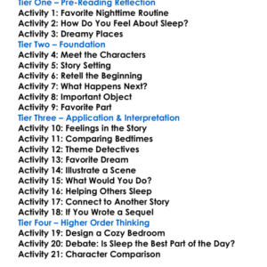 Sleepytime Book Worksheet Activity Booklet