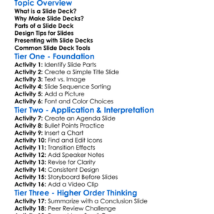 Slide Deck Creation Worksheet Activity Booklet