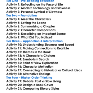 Slowness Milan Kundera Worksheet Activity Booklet