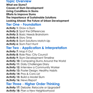 Slum Development Worksheet Activity Booklet