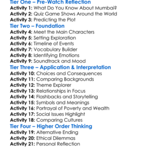 Slumdog Millionaire 2008 Worksheet Activity Booklet
