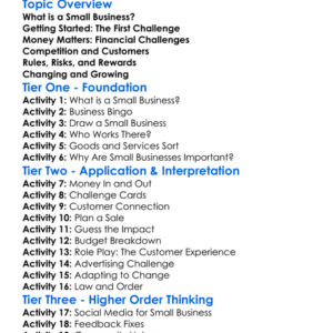 Small Business Challenges Worksheet Activity Booklet