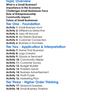 Small Business Economics Worksheet Activity Booklet