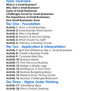 Small Business Worksheet Activity Booklet