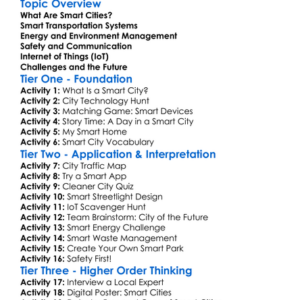 Smart Cities Technologies Worksheet Activity Booklet