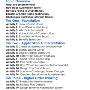 Smart Homes And Automation Worksheet Activity Booklet