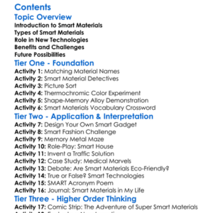 Smart Materials And New Technologies Worksheet Activity Booklet