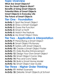 Smart Objects Usage Worksheet Activity Booklet