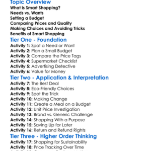 Smart Shopping Worksheet Activity Booklet