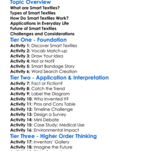 Smart Textiles And New Technologies Worksheet Activity Booklet