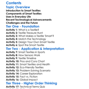 Smart Textiles And Technological Advancements Worksheet Activity Booklet
