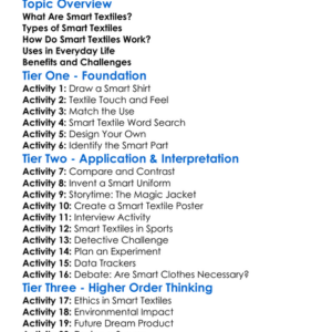 Smart Textiles Worksheet Activity Booklet