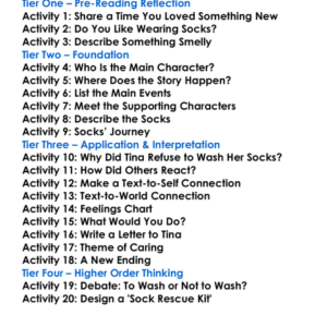 Smelly Socks Robert Munsch Worksheet Activity Booklet