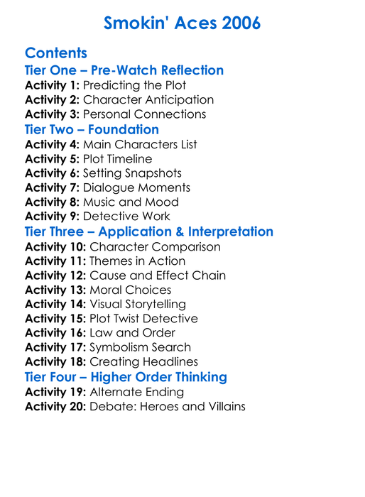 Smokin Aces 2006 Worksheet Activity Booklet