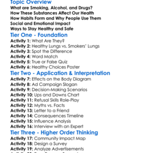 Smoking Alcohol And Drug Effects Worksheet Activity Booklet
