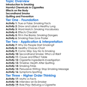 Smoking And Its Effects Worksheet Activity Booklet