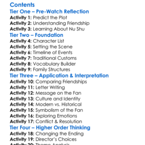 Snow Flower And The Secret Fan 2011 Worksheet Activity Booklet