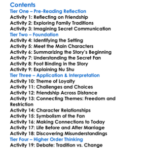 Snow Flower And The Secret Fan Lisa See Worksheet Activity Booklet