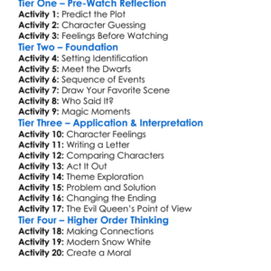 Snow White And Seven Dwarfs Worksheet Activity Booklet