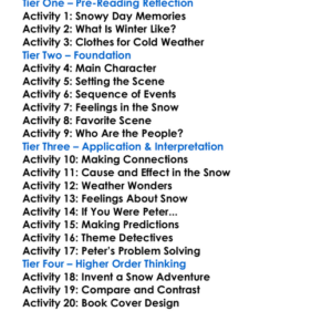 Snowy Day Board Book Worksheet Activity Booklet