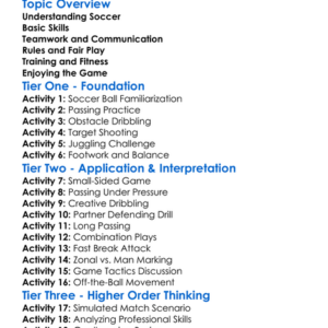 Soccer Fundamentals Worksheet Activity Booklet