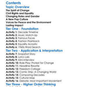 Social And Cultural Changes In The 1960S Worksheet Activity Booklet
