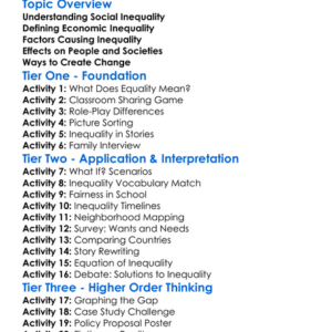 Social And Economic Inequalities Worksheet Activity Booklet