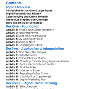 Social And Legal Issues In Computing Worksheet Activity Booklet