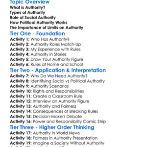 Social And Political Authority Worksheet Activity Booklet