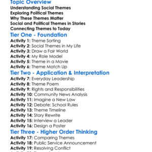 Social And Political Themes Worksheet Activity Booklet