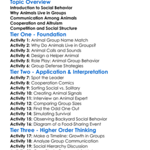 Social Behavior In Animals Worksheet Activity Booklet