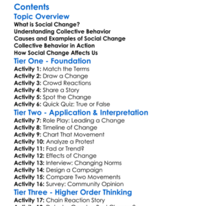 Social Change And Collective Behavior Worksheet Activity Booklet