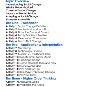 Social Change And Modernization Worksheet Activity Booklet