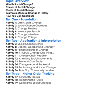 Social Change Worksheet Activity Booklet