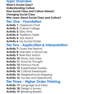Social Class And Culture Worksheet Activity Booklet
